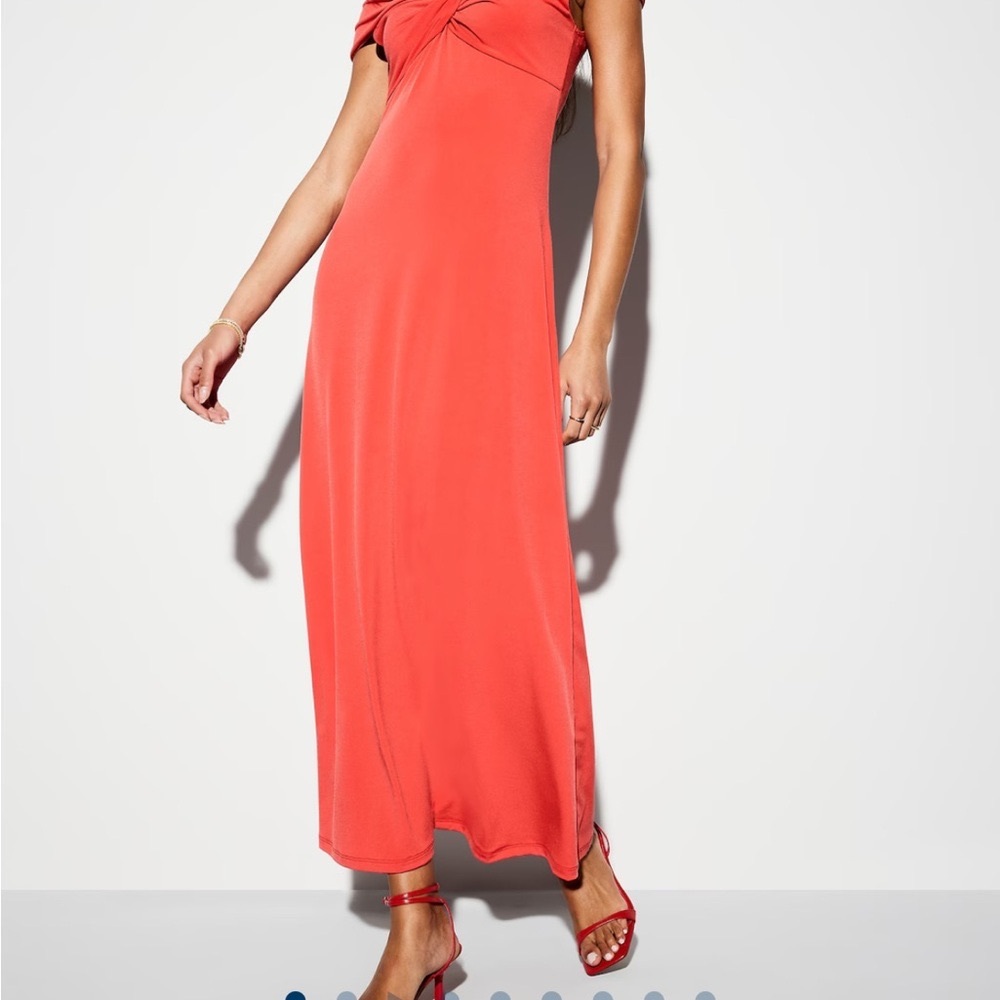Old Navy Bright Coral Off the Shoulder Cocktail Dress - Picture 8 of 10